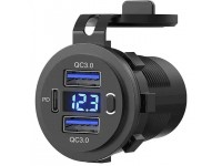 Розетка USB QC 3.0х2, PD с вольтметром и выключателем
