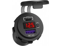 Розетка USB QC 3.0, PD с вольтметром и выключателем