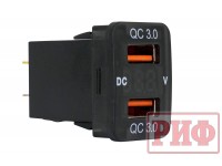 Розетка USB 2 QC 3.0 с вольтметром для Toyota 32x20