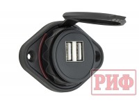Розетка USB 3,1А накладное крепление, красная подсветка