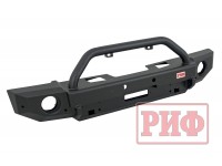 Бампер РИФ силовой передний Jeep Wrangler JL 2018+ под штат. фары, с цент. защ. дуг., низ. пер.крыл.