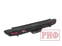 Бампер РИФ силовой задний Toyota Land Cruiser 200 2012-2015 с квадратом под фаркоп и фонарями