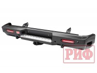 Бампер РИФ силовой задний Toyota Tundra 2007-09.2013 с квадратом под фаркоп и фонарями