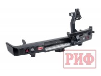 Бампер РИФ силовой задний Toyota Land Cruiser 78 2007+ с квадратом под фаркоп, калиткой и фонарями